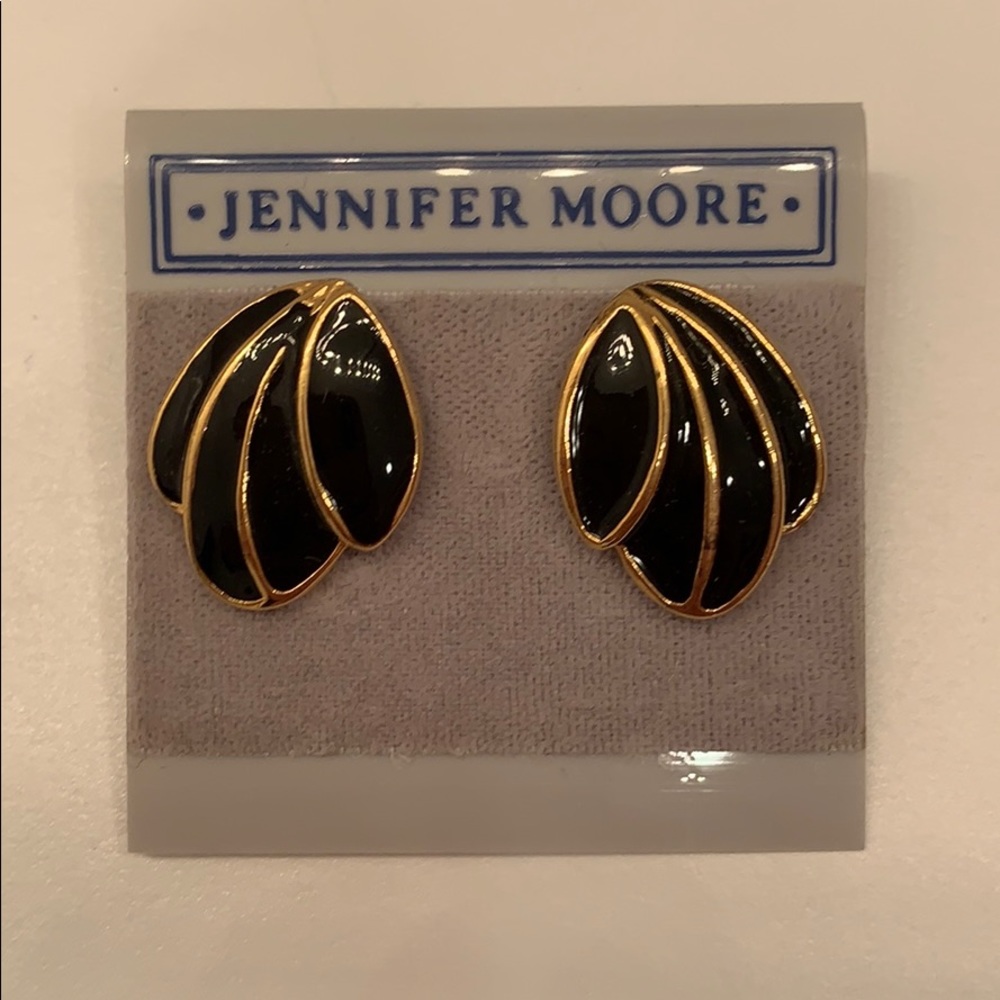 Black and Gold Seashell Earrings